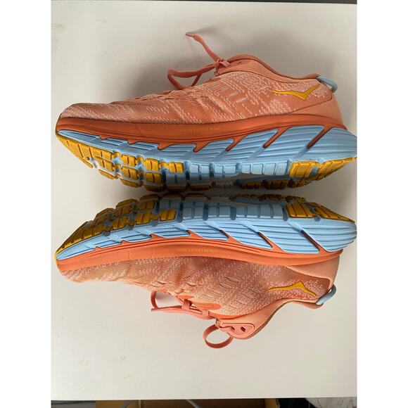 HOKA ONE ONE Gaviota 4 WIDE Women’s 8D Coral Peach Blue Running Shoes - Picture 6 of 11